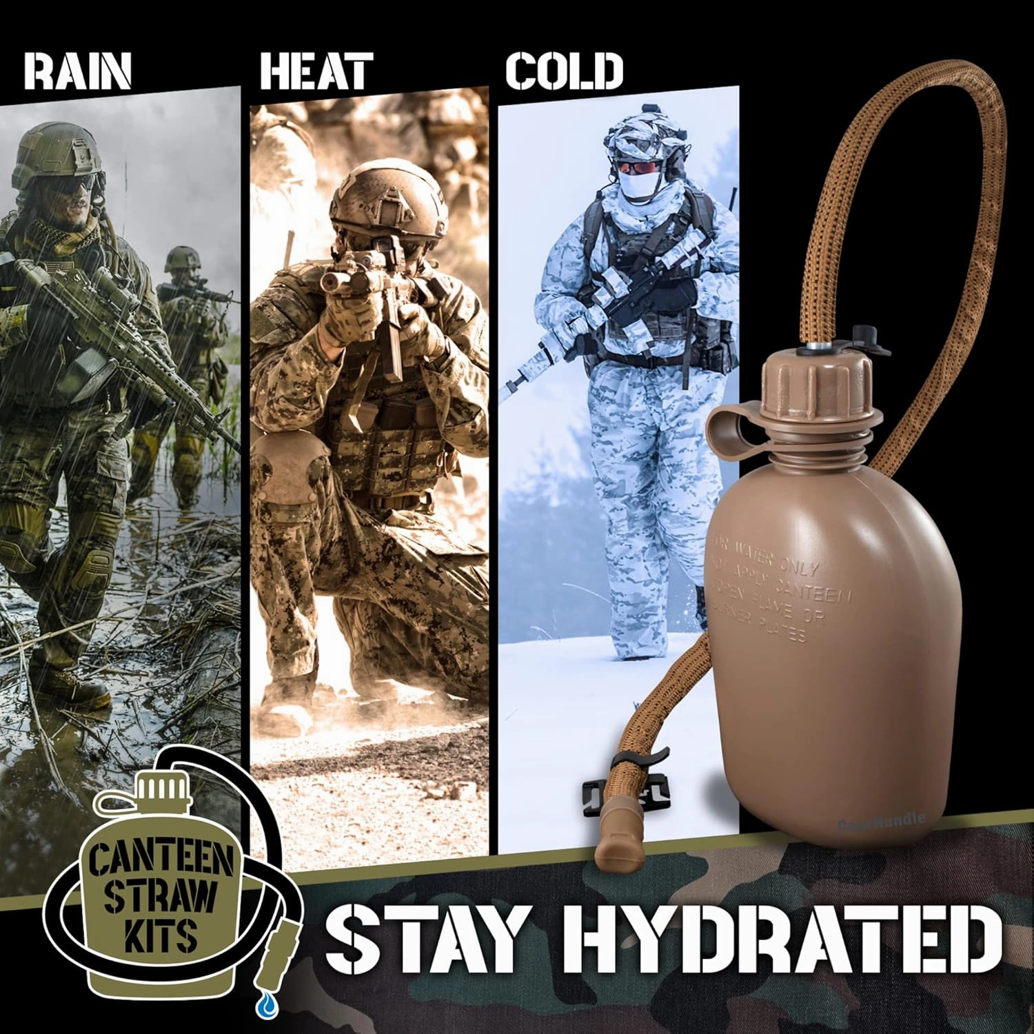 US Military Canteen Straw Kits (Coyote Brown with Canteen)
