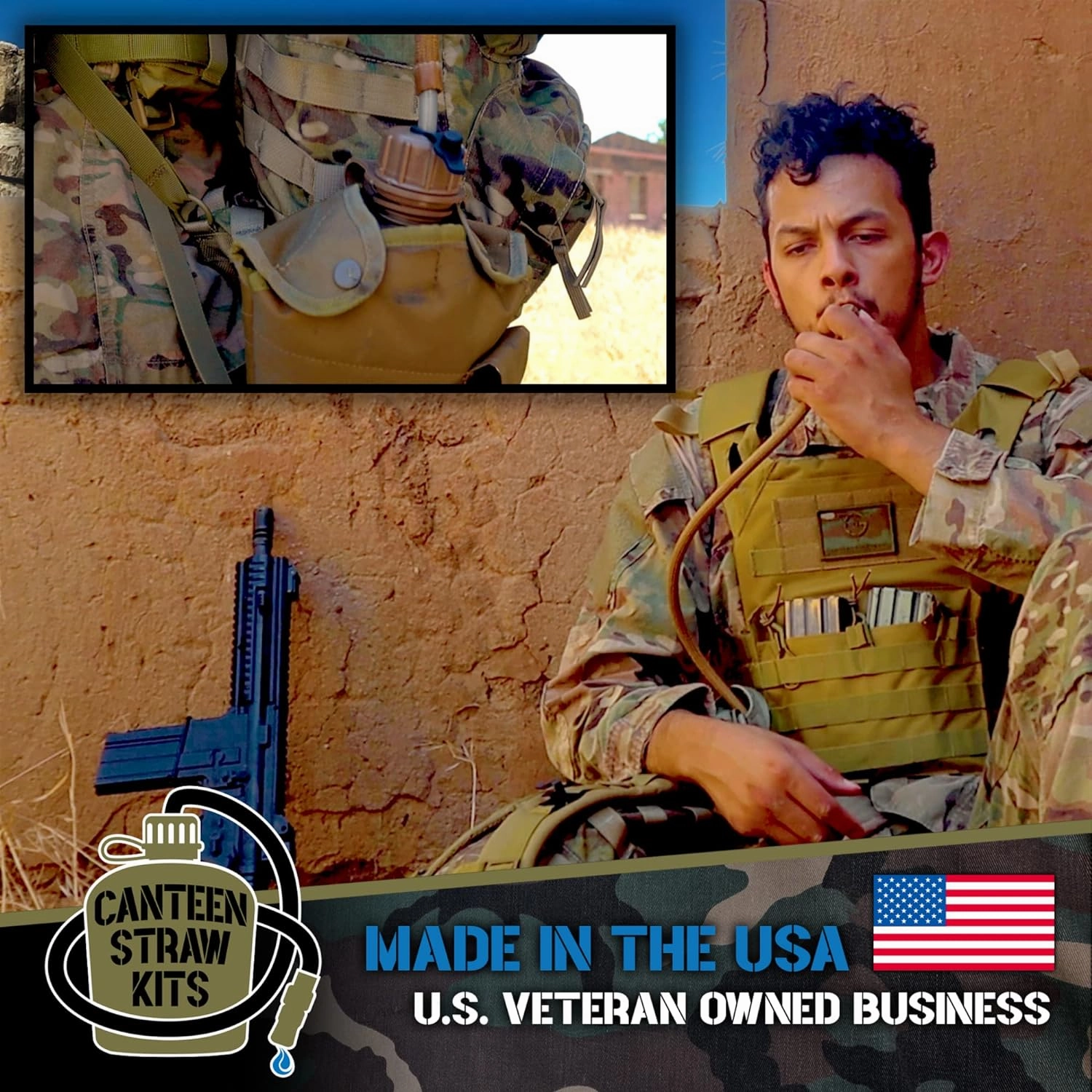US Military Canteen Straw Kits (Coyote Brown with Canteen)