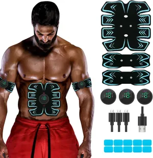 USB Rechargeable Portable Fitness Workout Equipment with 10pcs Free Gel Pads for Men Woman, The Latest Model 6 Modes, 19 Levels of Intensity