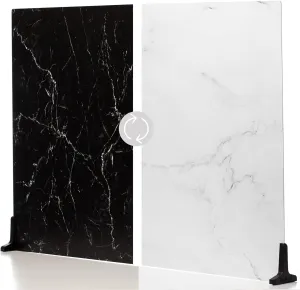 V-FLAT WORLD Duo Board Product Photography Backdrops - 2-Sided Background for Photography, Realistic Item & Food Photography Background - Includes 2 Legs & Mat - 30" x 40", Onyx Marble/Alpine Marble