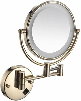 Vanity Mirror, Makeup Mirror Vanity Mirror Makeup Mirror,Led Bathroom Folding Vanity Mirror with Light Wall-Mounted Beauty Mirror for Bathroom Hotels Cosmetic Mirror(Zirconium Gold)