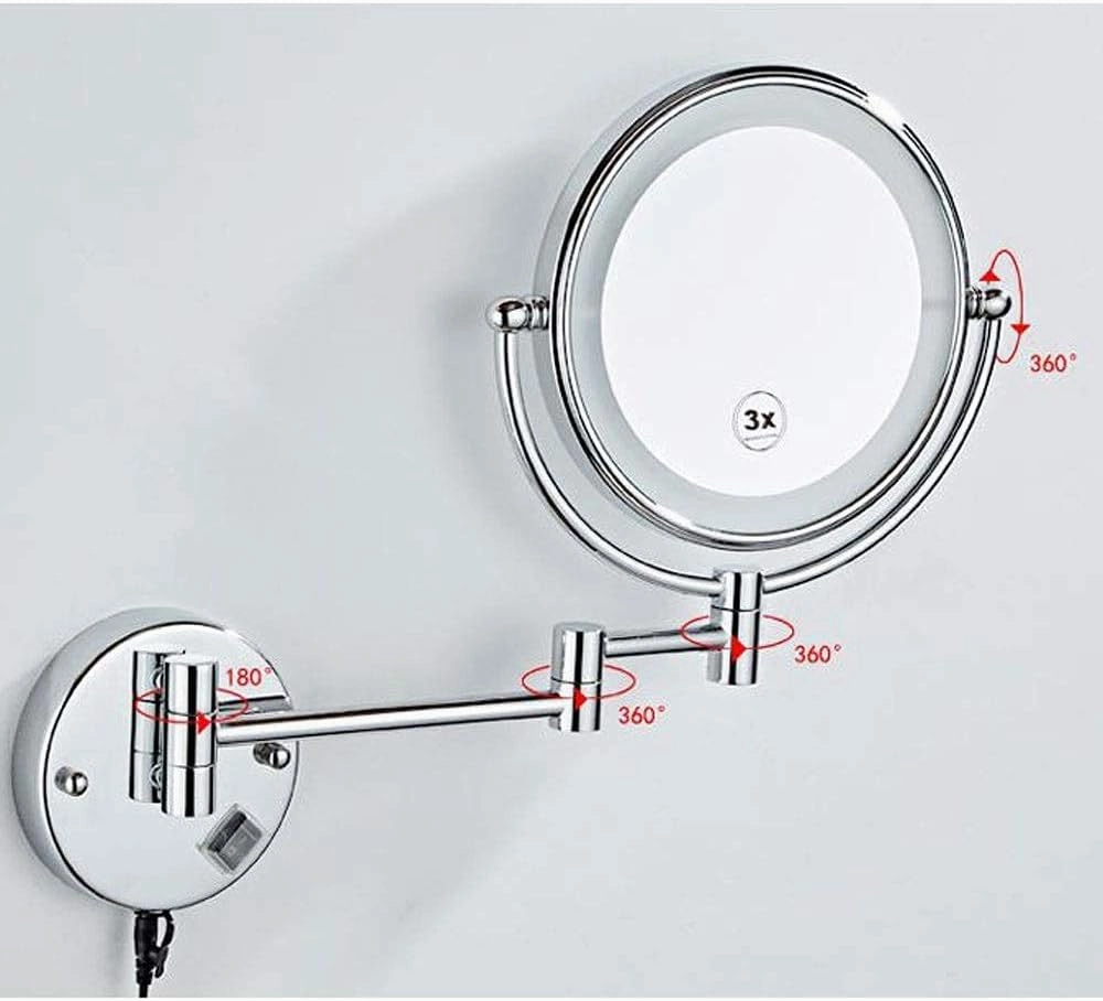 Vanity Mirror, Makeup Mirror Vanity Mirror Makeup Mirror,Led Bathroom Folding Vanity Mirror with Light Wall-Mounted Beauty Mirror for Bathroom Hotels Cosmetic Mirror(Zirconium Gold)