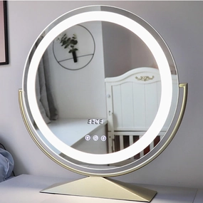Vanity Mirror with Lights LED, Plug-in Makeup Mirror 3 Color Lighting Modes 360° Rotation Smart Touch, Suitable for Home and Hair Salon,Gold,40CM /15.7''
