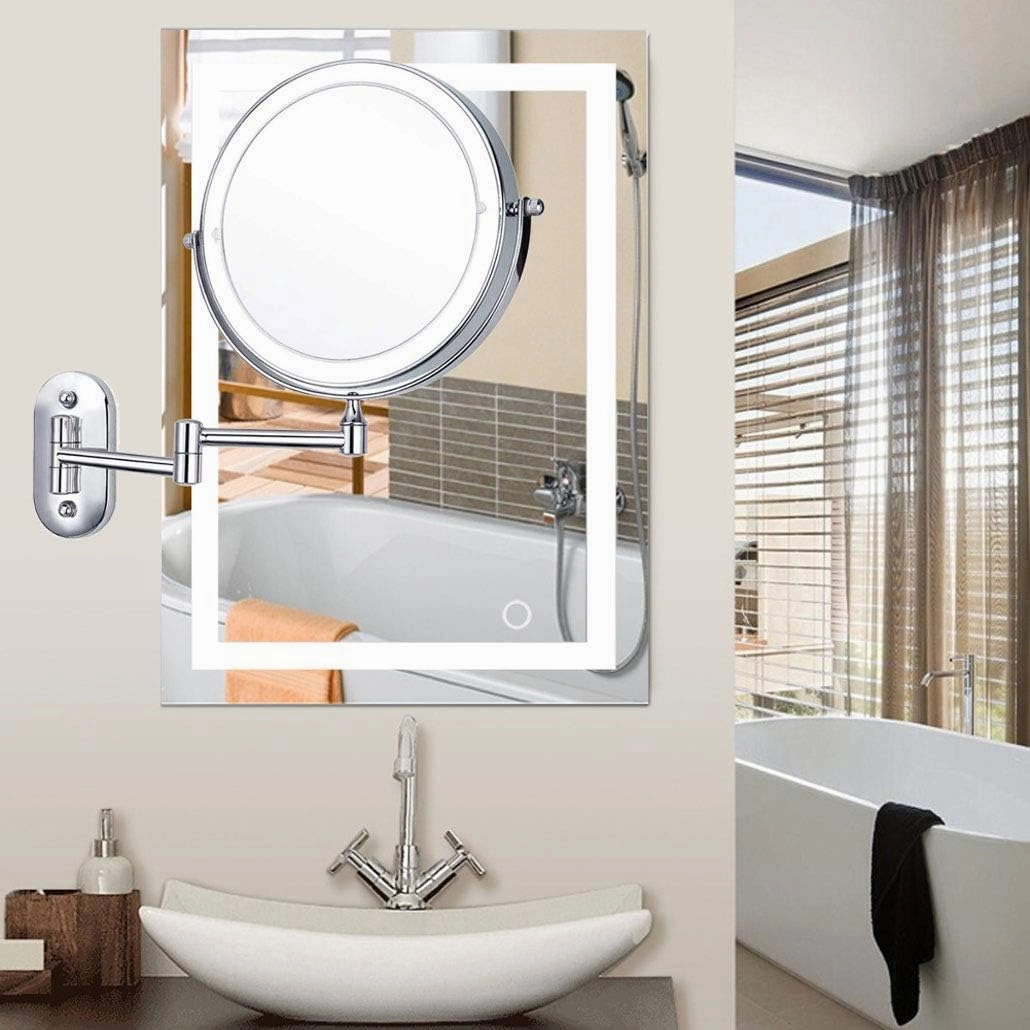 Vanity Mirror with Lights Magnifying, Adjustable and Extendable Bathroom Shaving Mirror, Swivel Mountable Makeup Mirror (Size : 10x)