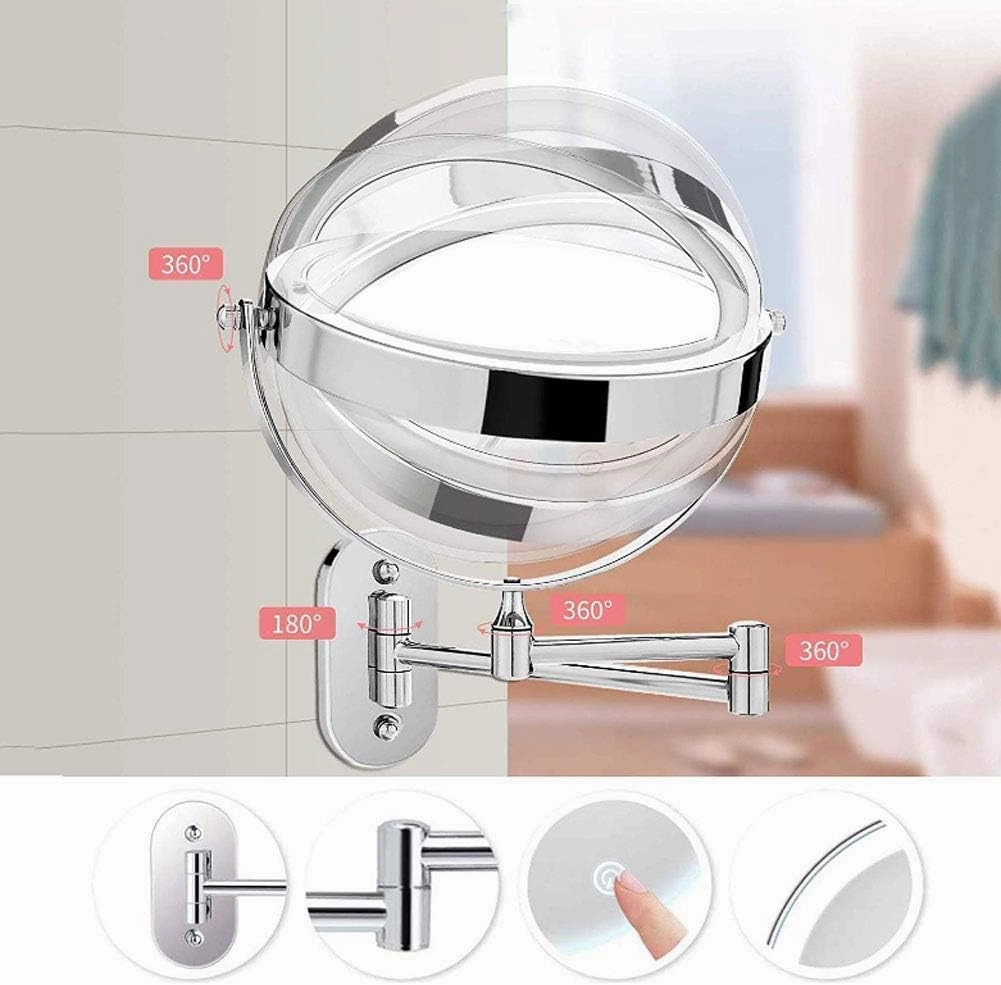 Vanity Mirror with Lights Magnifying, Adjustable and Extendable Bathroom Shaving Mirror, Swivel Mountable Makeup Mirror (Size : 10x)