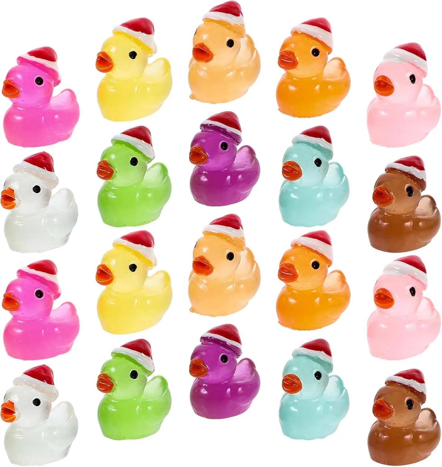 VANZACK 50pcs Glow Dark Cartoon Duck Figurines for Micro Landscape Decoration Ornaments for Garden Dollhouse and Lawn Scene Decor Unique and Design