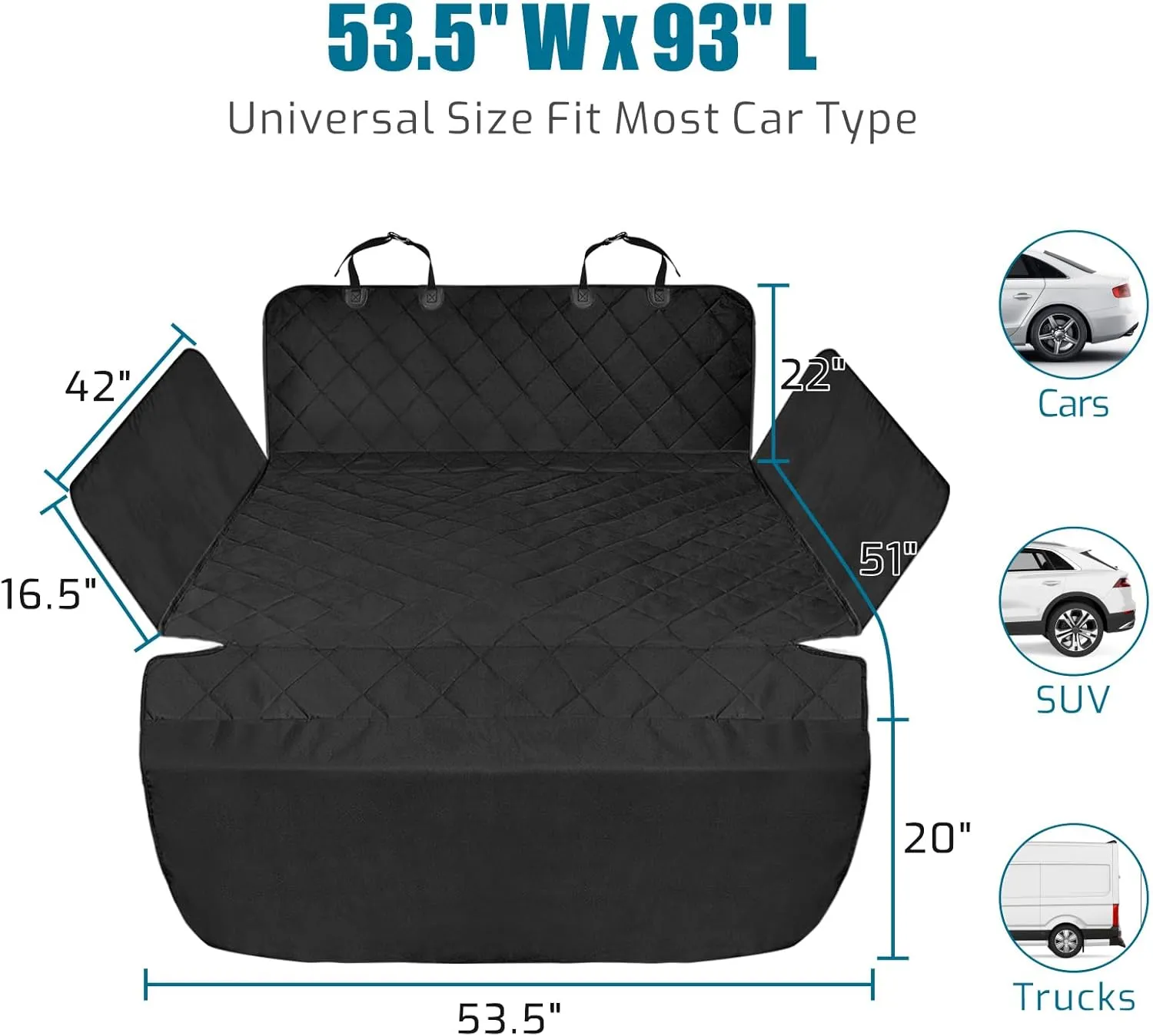 Veckle SUV Cargo Liner for Dogs - Universal Fit Trunk Cover for Dogs Water Resistant Nonslip with Side Flaps, Cargo Liner for SUVs, Sedans, Vans