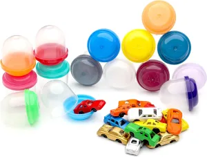Vending Machine Capsules with Toys - 100 Pcs of 1.1 Inch Tiny Frosty Clear-Colored Acorn Capsules and Mini Racing Car Toys for Kids - Plastic Capsules for Toys Bulk - Easter Basket Stuffers