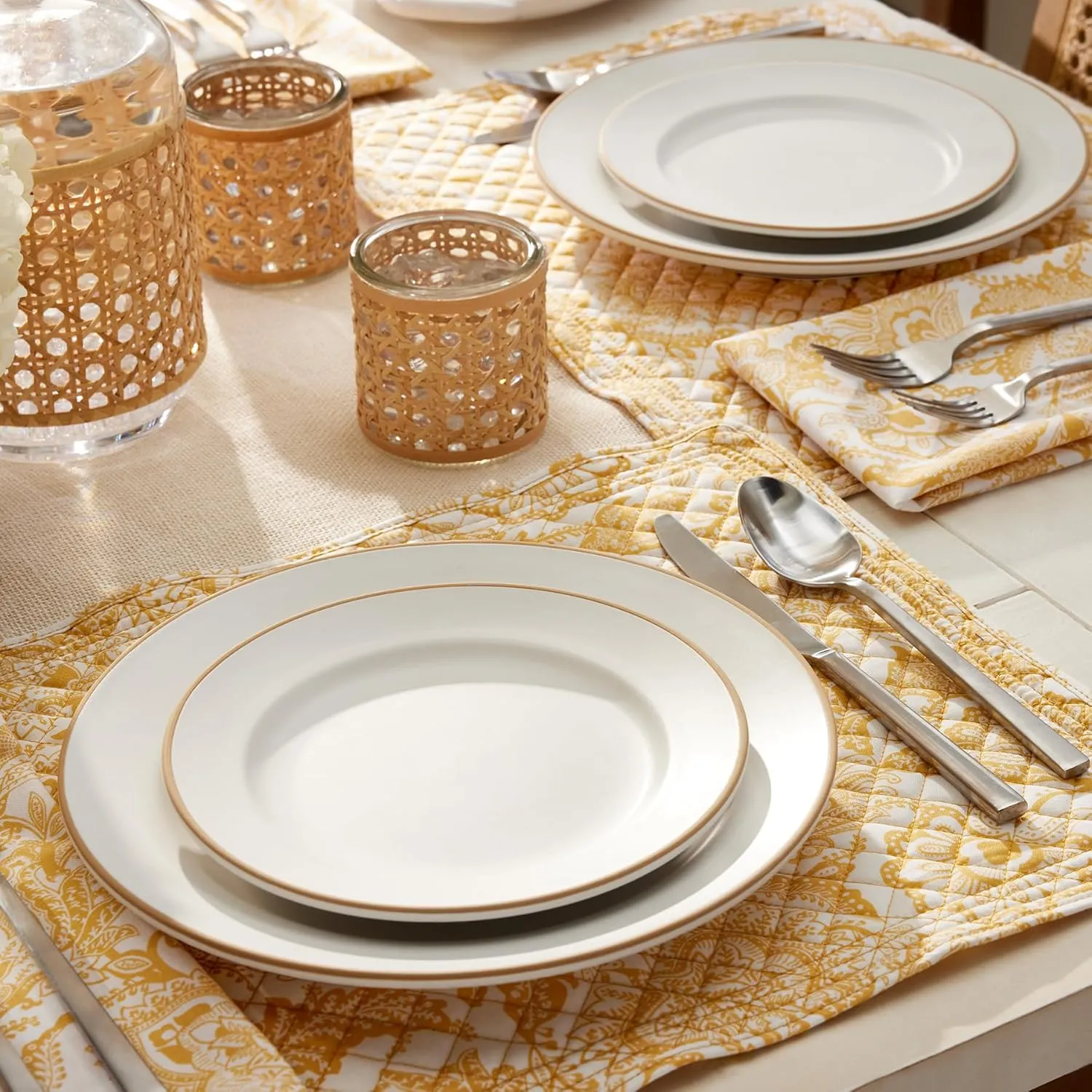 Vera Bradley Women's Cotton Reversible Placemats Set of 2, Java Gold - Recycled Cotton, One Size