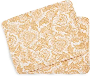 Vera Bradley Women's Cotton Reversible Placemats Set of 2, Java Gold - Recycled Cotton, One Size