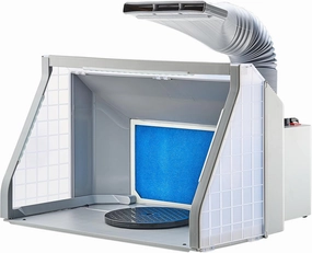 VEVOR Airbrush Spray Booth, Dual-Fans Portable Hobby Airbrush Paint Spray Booth Kit with LED Lights and Exhaust Extension Hose, Airbrush Paint Booth for Painting Models, Arts, Crafts, Cakes