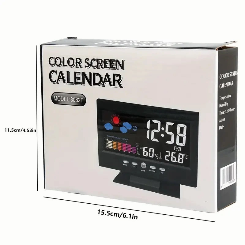 Vibrant Digital Weather Alarm Clock with Voice Control