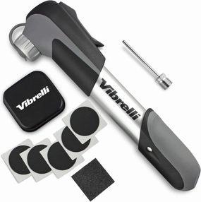 Vibrelli Mini Bike Pump - Presta & Schrader Bicycle Pump - 120 PSI Tire Pump for Road & MTB - No Valve Changing Needed
