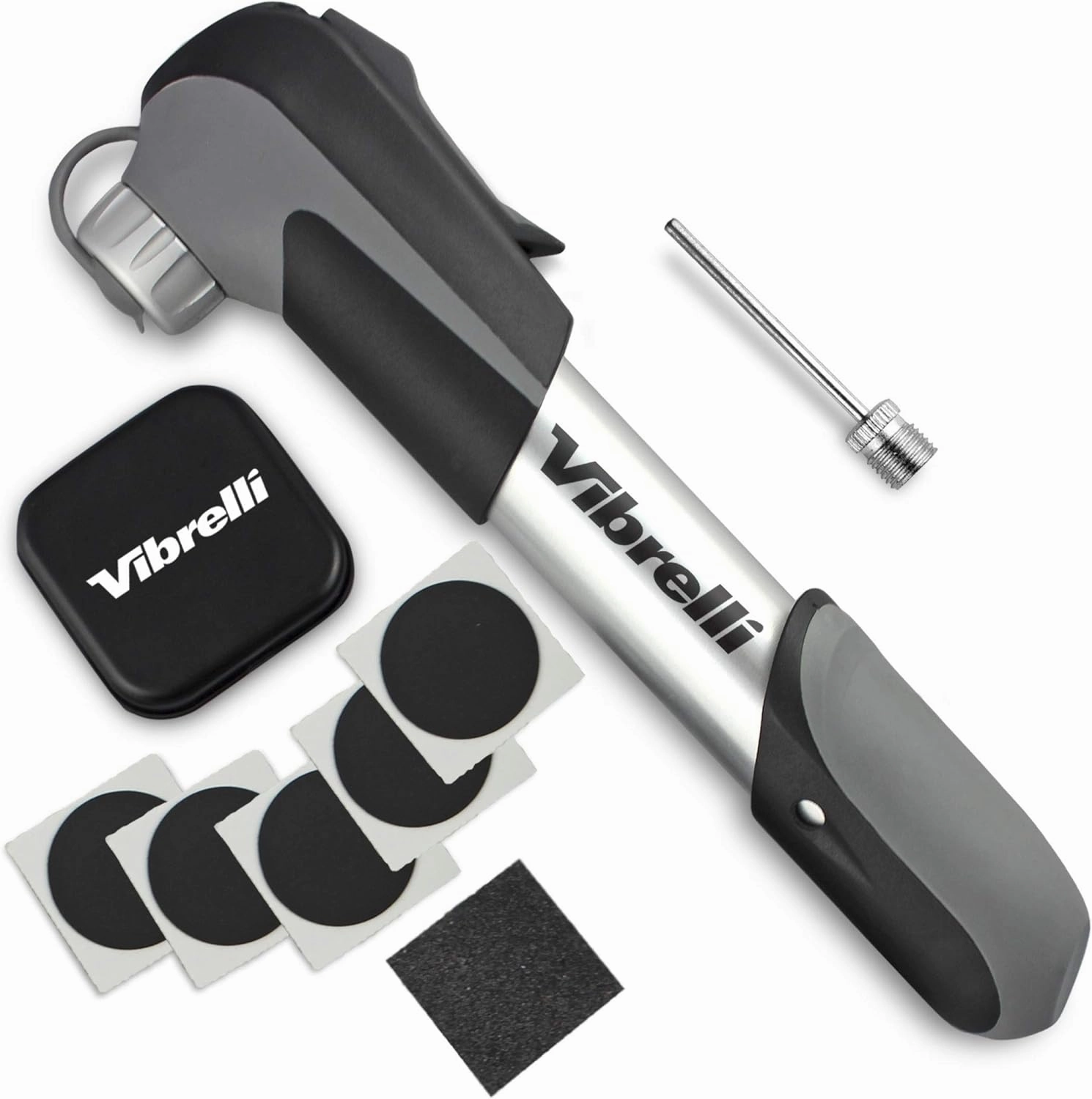 Vibrelli Mini Bike Pump - Presta & Schrader Bicycle Pump - 120 PSI Tire Pump for Road & MTB - No Valve Changing Needed