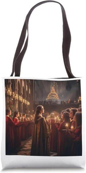 Victorian Christmas Choir by Candlelight Cathedral Art Print Tote Bag