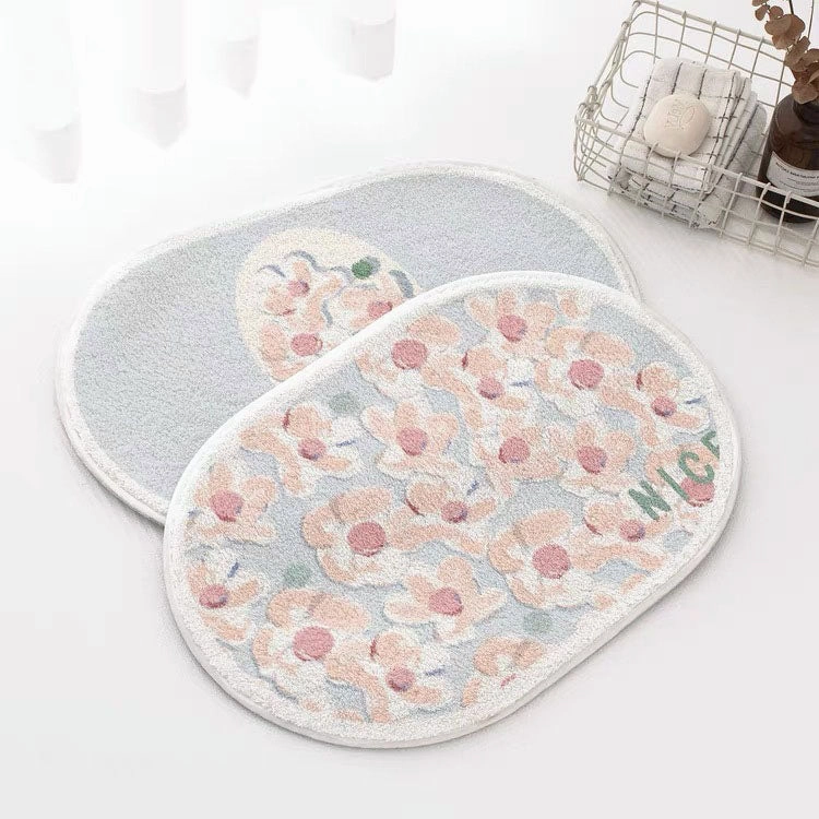 Vienna Bouquet Oval Bath Mat 80x50cm