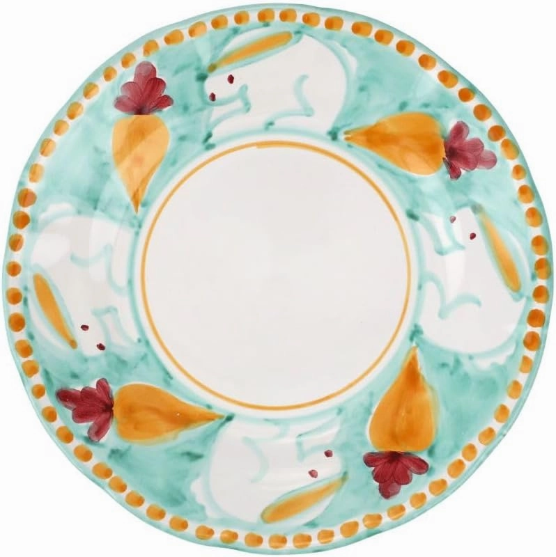 Vietri Campagna Coniglio Dinner Plate, Aqua, 10 Inch Terra Cotta Ceramic Plate, Handcrafted Dinnerware