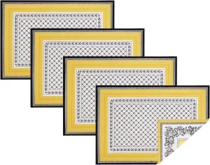 Villeroy and Boch Audun Reversible Patterned Cotton Fabric Placemats, 14 Inches by 20 Inches, Set of 4