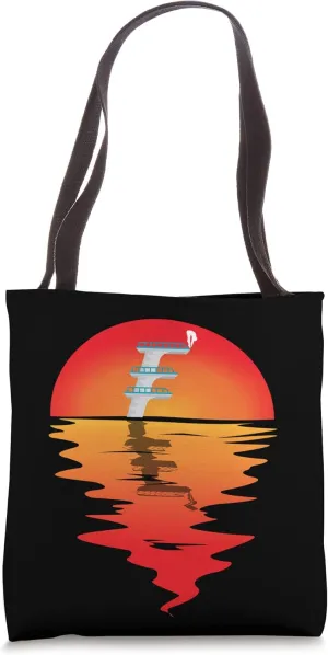 Vintage Sunset Platform Diving Board Springboard Diving Tote Bag