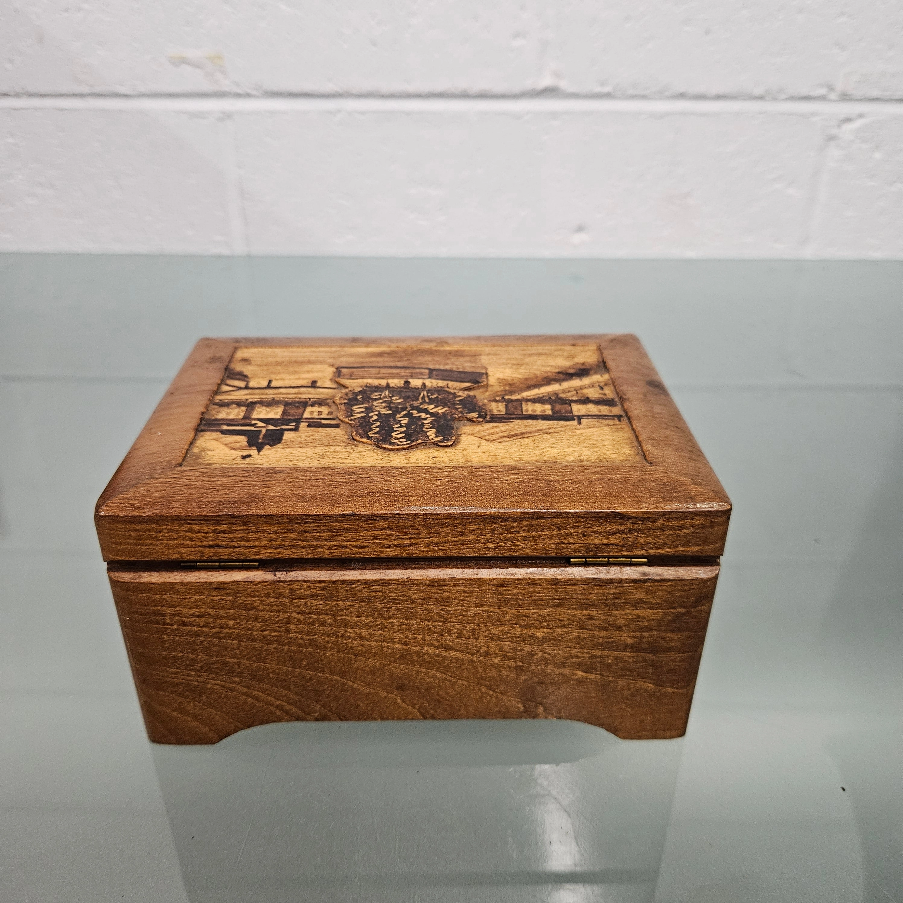 Vintage Wooden Carved Music Jewellery Box