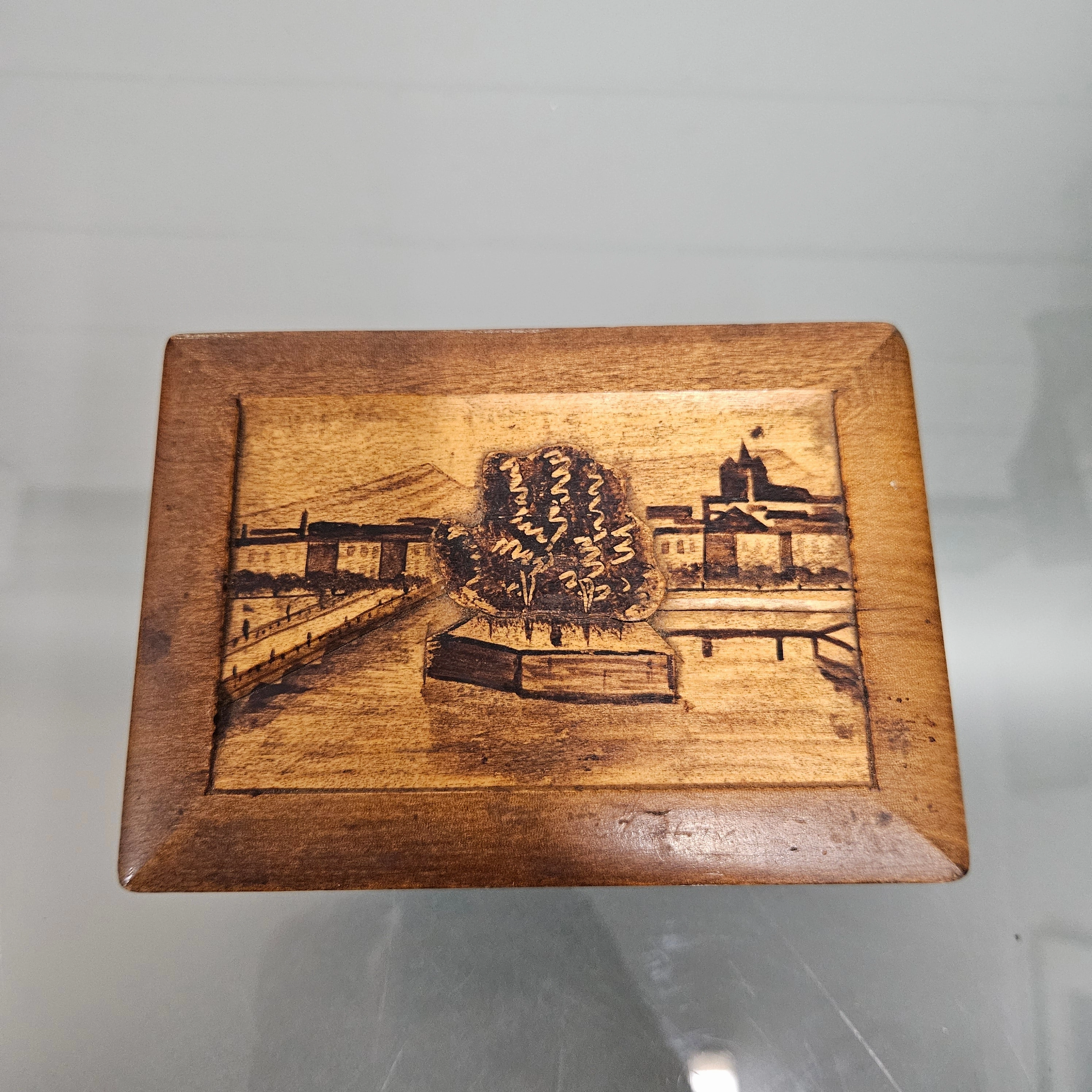 Vintage Wooden Carved Music Jewellery Box