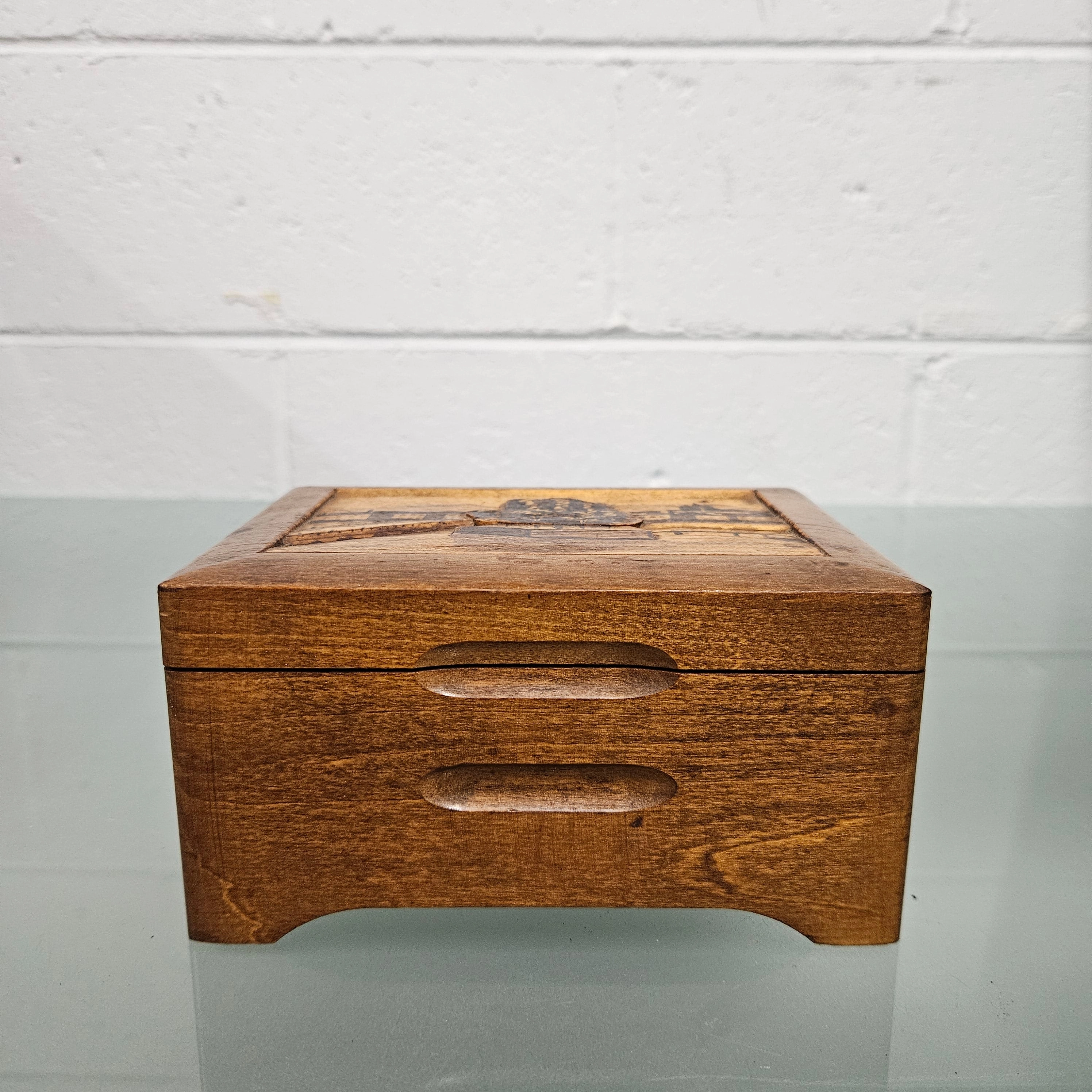 Vintage Wooden Carved Music Jewellery Box