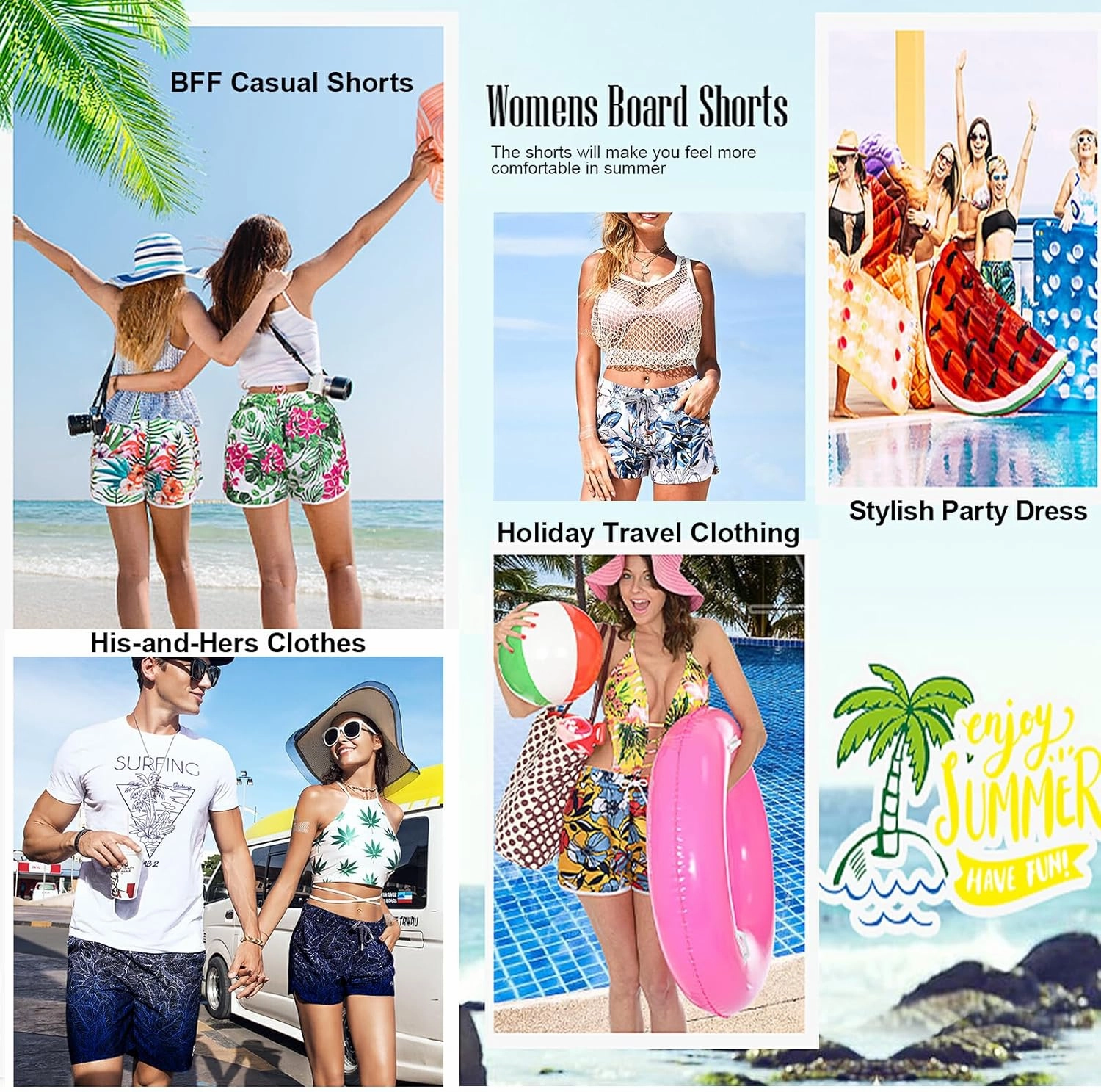 visesunny Women's Board Shorts Beach Acacia Leaf Plant Summer Beach Swim Shorts with Pockets Bathing Suits