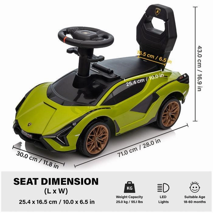 Voltz Toys Toddler Lamborghini SIAN Foot to Floor Push Pedal Ride On Car Baby Walker
