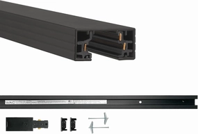WAC Lighting H Track 4FT Single Circuit, 120V Field-Cuttable Track for H Style 3-Wire Fixtures, Includes Live End Kit and 2 Endcaps in Black (Pack of 1)