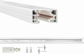 WAC Lighting H Track 4FT Single Circuit, 120V Field-Cuttable Track for H Style 3-Wire Fixtures, Includes Live End Power Feed and Endcaps in White (Pack of 1)