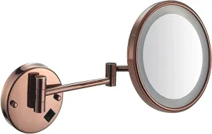 Wall Mounted Makeup Mirror - 3/5/7/10x Magnification 8'' Two-Sided Swivel Extendable Bathroom Mirror, USB Rechargeable, Upgrade Version Cosmetic Mirr
