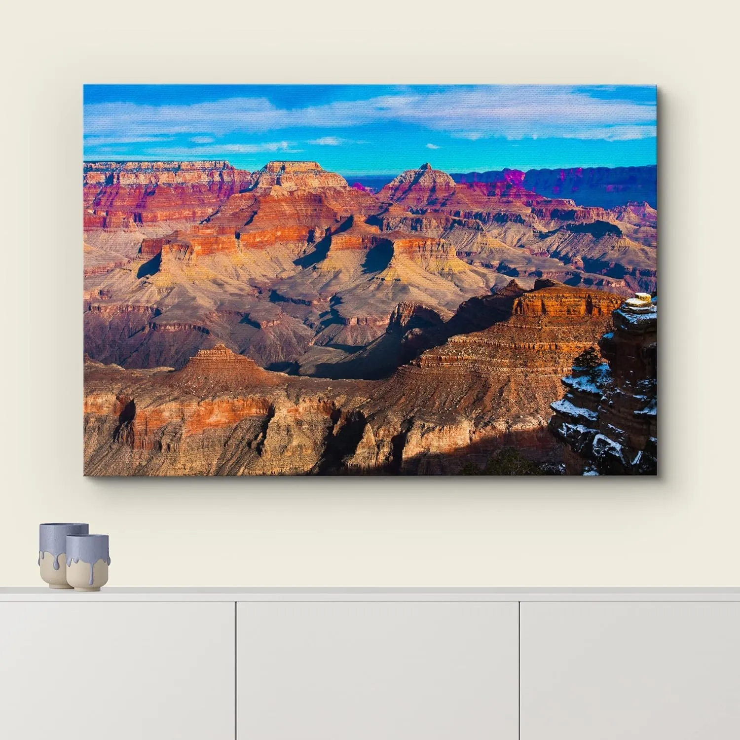 wall26 Canvas Print Wall Art Aerial View of Grand Canyon National Park Nature Wilderness Photography Realism Rustic Landscape Colorful for Living Room, Bedroom, Office - 16"x24"