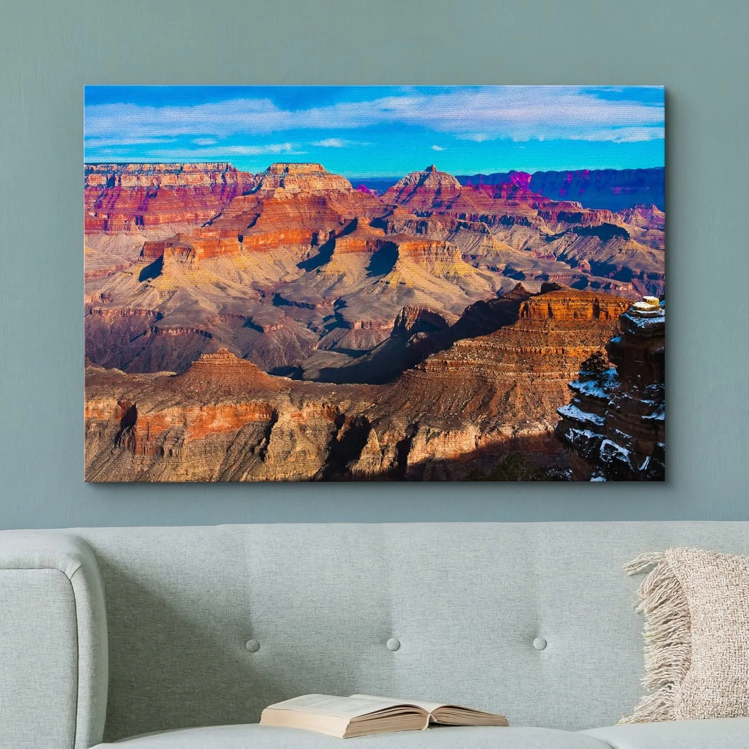 wall26 Canvas Print Wall Art Aerial View of Grand Canyon National Park Nature Wilderness Photography Realism Rustic Landscape Colorful for Living Room, Bedroom, Office - 16"x24"