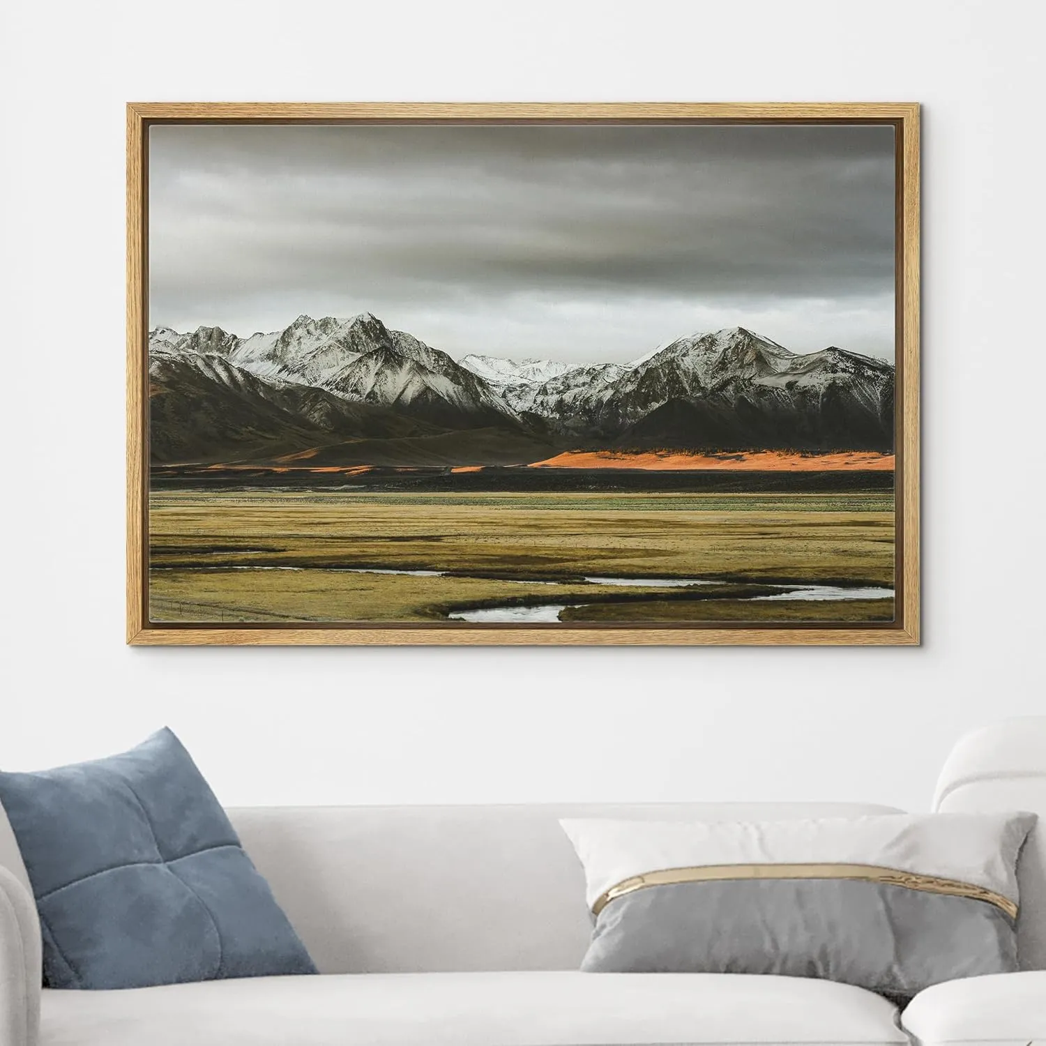 wall26 Framed Canvas Print Wall Art Dramatic Mountain Range Captivating Nature Wilderness Photography Realism Rustic Scenic Landscape Zen Colorful for Living Room, Bedroom, Office - 24"x36" Natural