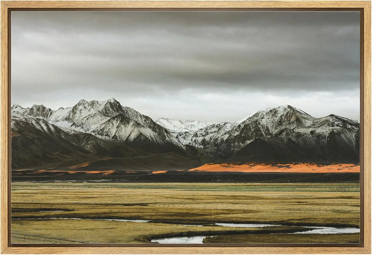 wall26 Framed Canvas Print Wall Art Dramatic Mountain Range Captivating Nature Wilderness Photography Realism Rustic Scenic Landscape Zen Colorful for Living Room, Bedroom, Office - 24"x36" Natural
