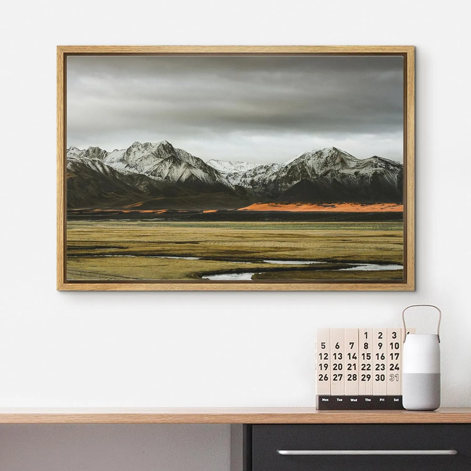 wall26 Framed Canvas Print Wall Art Dramatic Mountain Range Captivating Nature Wilderness Photography Realism Rustic Scenic Landscape Zen Colorful for Living Room, Bedroom, Office - 24"x36" Natural