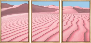 wall26 Framed Wall Art Print Set Pink Desert Dune Landscape Nature Wilderness Photography Realism Southwest Scenic Colorful Multicolor for Living Room, Bedroom, Office - 24"x36"x3 Natural