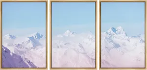wall26 Framed Wall Art Print Set Retro Washed Out Duotone Snowy Mountain Range Nature Wilderness Photography Realism Rustic Scenic Colorful Ultra for Living Room, Bedroom, Office - 16"x24"x3 Natural