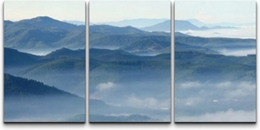 wall26 Canvas Print Wall Art Set Mist Over The Green Mountain Tops Nature Wilderness Photography Realism Rustic Scenic Colorful Multicolor Ultra for Living Room, Bedroom, Office - 16"x24"x3
