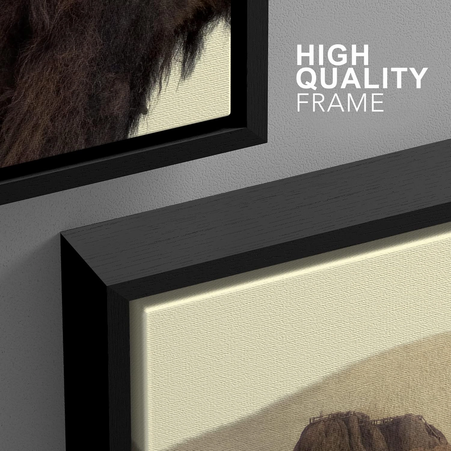 wall26 Framed Canvas Print Wall Art Set Double Exposure Buffalo with Mountains Animals Wilderness Photography Realism Zen Scenic Colorful Multicolor for Living Room, Bedroom, Office - 24"x36"x3 Black
