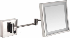 Wall Mounted Makeup Mirror 3X Magnification Single Side Square Vanity Mirror Extendable Built-in Lithium Battery (Color : #1)