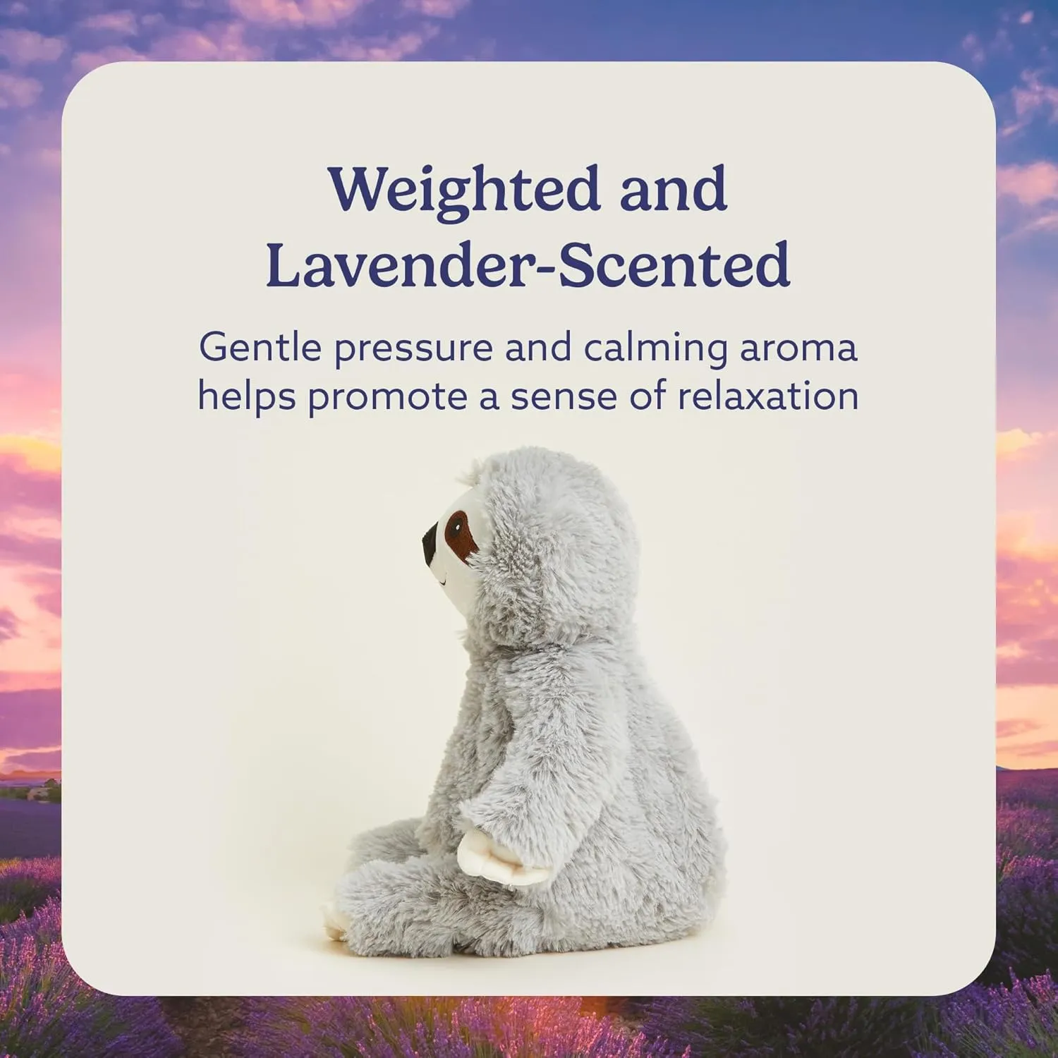 warmies Microwavable & Weighted Stuffed Animals, Gray Sloth - Heated Stuffed Animal Plushie for Warmth & Comfort - Cute Soft Plush Toys for Adults & Children (Boys, Girls, Babies & Toddlers)