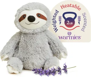warmies Microwavable & Weighted Stuffed Animals, Gray Sloth - Heated Stuffed Animal Plushie for Warmth & Comfort - Cute Soft Plush Toys for Adults & Children (Boys, Girls, Babies & Toddlers)
