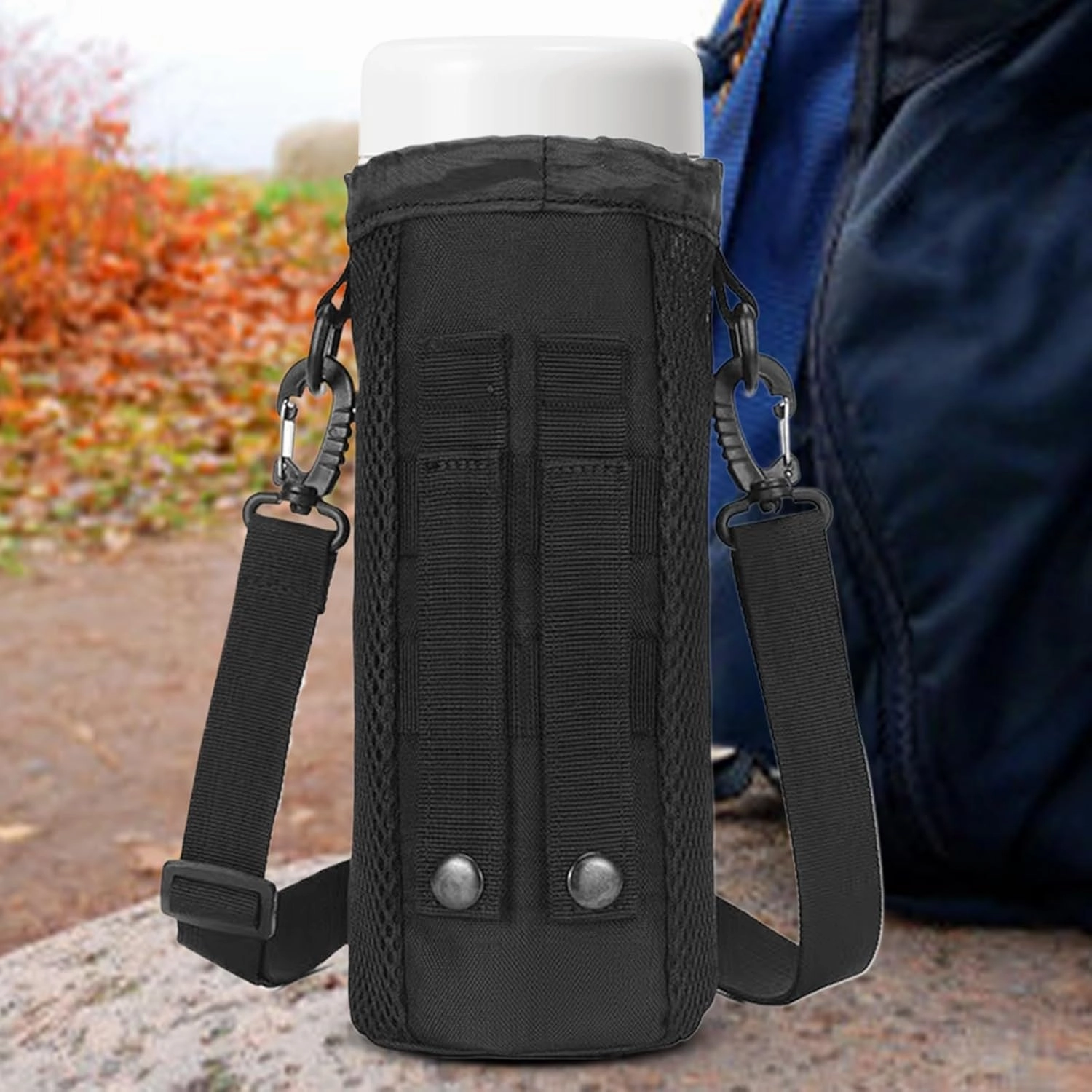 Water Bottle Carrier, Drawstring Sling Bag, Adjustable Shoulder Strap, 9.84x4.13x4.13 Inches, Portable Hydration Holder, for Running, Hiking, Outdoor Activities