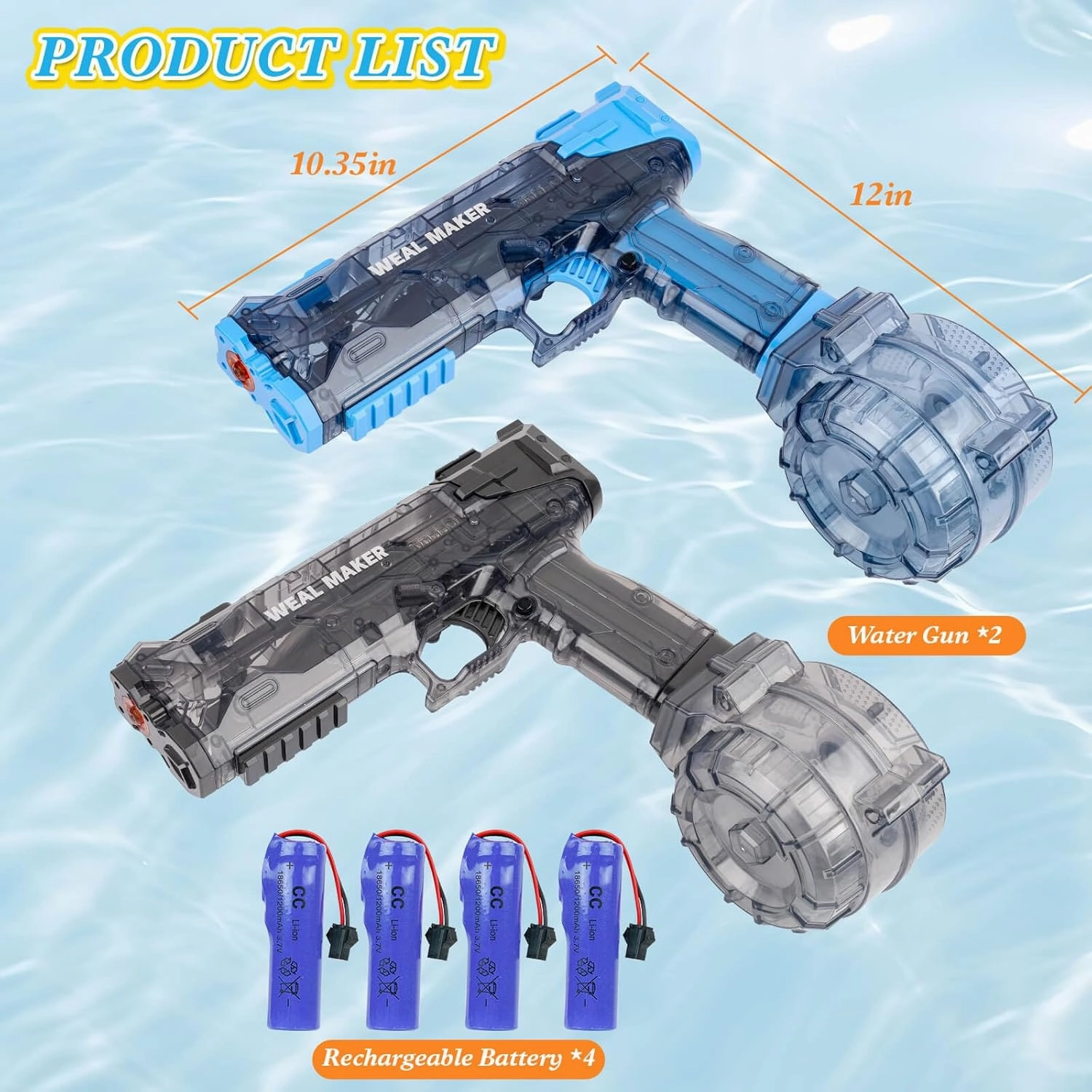 Water Guns for Adults, 2PCS Strongest Shooter Water Pistol Automatic Electric Water Gun High Pressure Powerful Water Squirt Gun, 26FT Long Range Water Gun Pistol Watergun Toy for Summer
