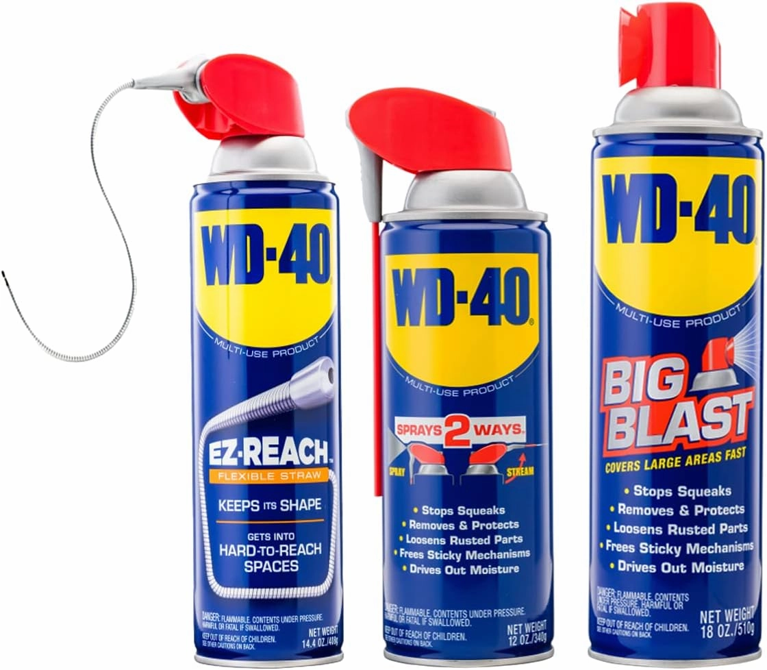 WD-40 Original Formula 3 Sizes Combo Kit - 12 OZ Smart Straw & 14.4 OZ EZ Reach & 18 OZ Big Blast, Spray delivery System for All Your Job Needs, Combo 3-Pack
