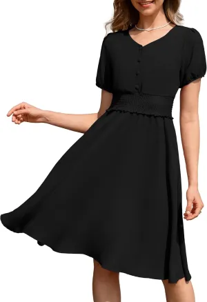 Wedtrend Vintage Dress for Women 1950s Dress Smocked Cocktail Dresses Church Retro Dresses with Pockets
