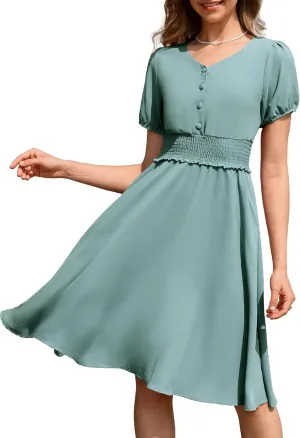 Wedtrend Vintage Dress for Women 1950s Dress Smocked Cocktail Dresses Church Retro Dresses with Pockets