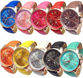 Weicam Wholesale Watches 10 Pack Fashion Ladies Women PU Leather Assorted Wrist Watch Set Roman Numerals Analog Quartz for Men Unisex