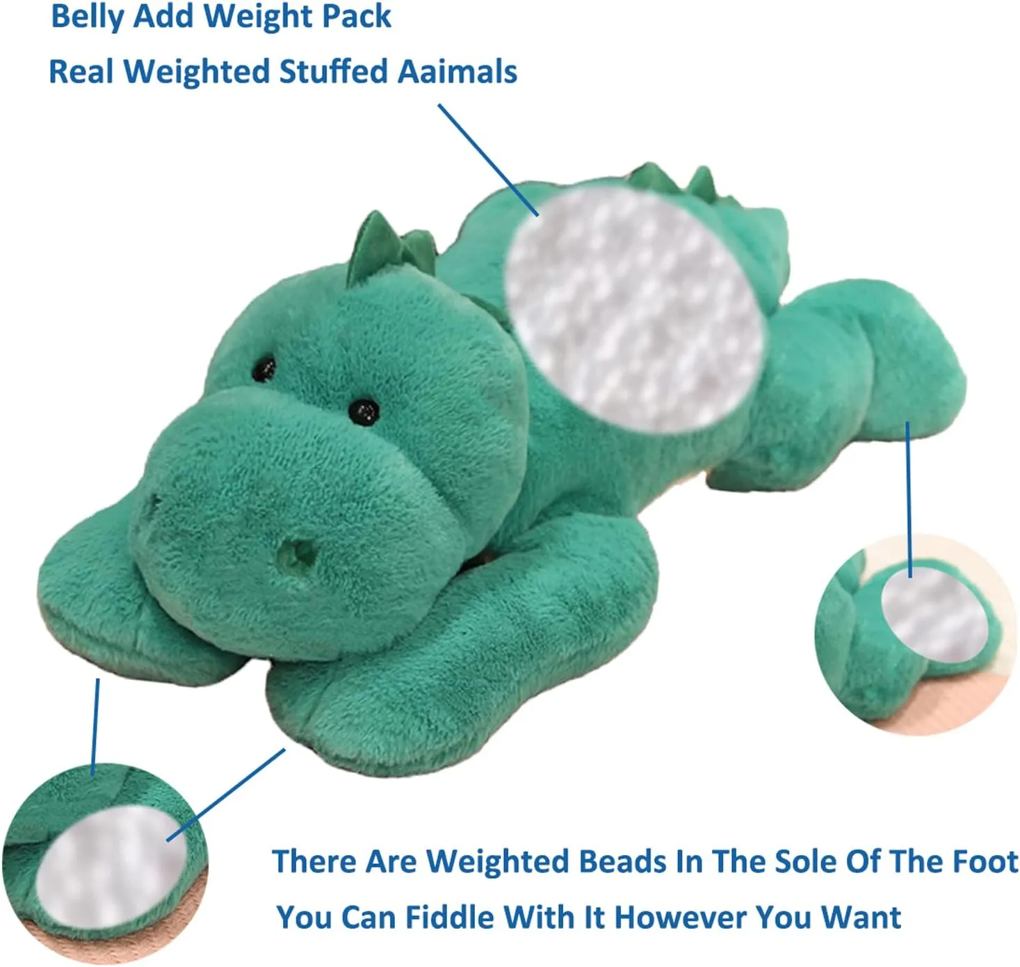 Weighted Stuffed Animals, 3.3 lbs Weighted Dinosaur Stuffed Animal Toy Dinosaur Weighted Plush Animals Throw Pillow Gifts for Boys Girls, 19.6 inch